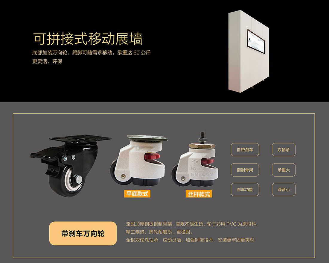 移動展牆-萬向輪随意移動